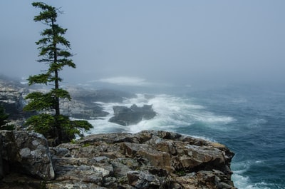 雾天的悬崖和海景